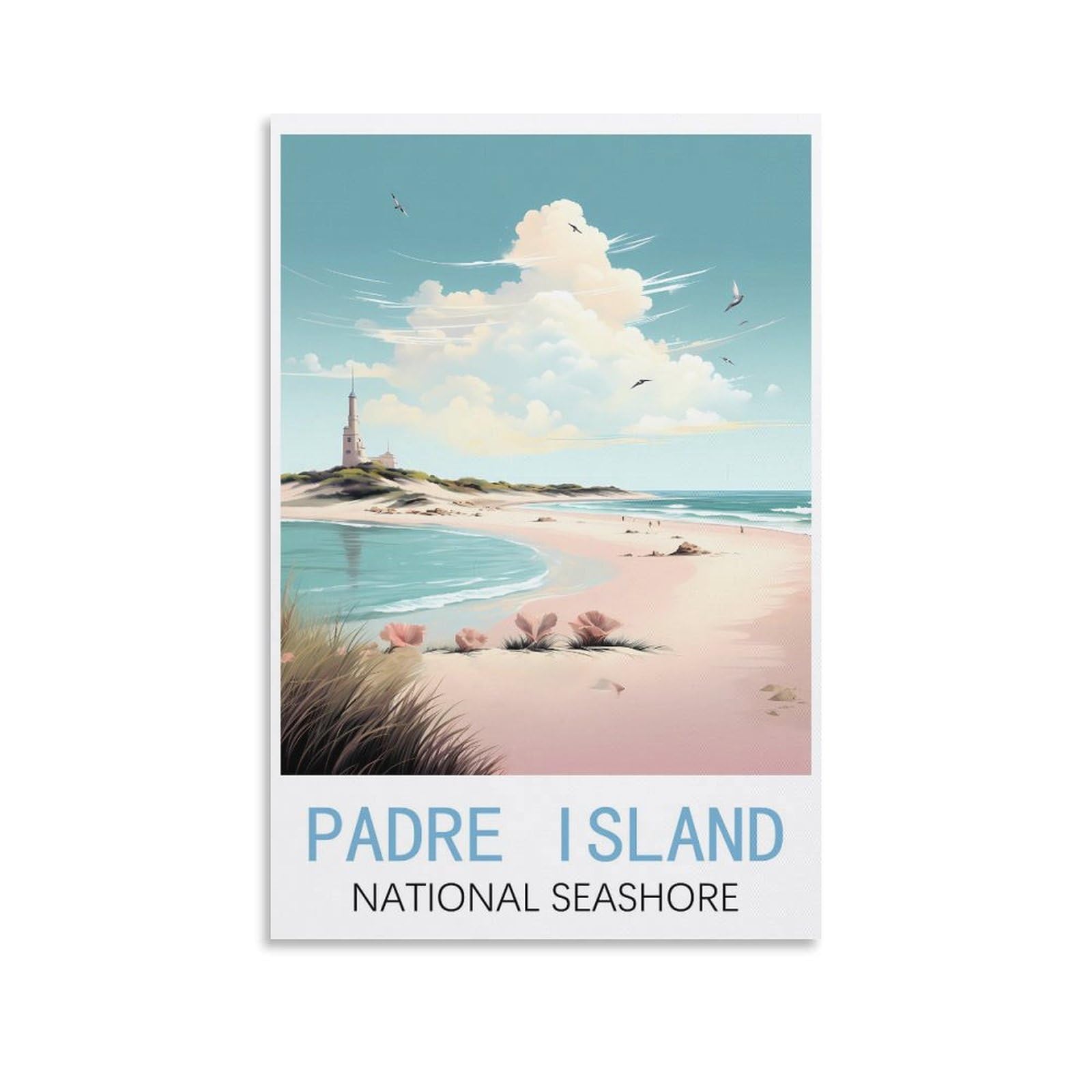 EZMLFA 5D Diamond Art Kits for Beginner,Padre Island National Seashores,Diamond Art House DIY Diamond Art Kits for Home Wall Decor 40x40cm