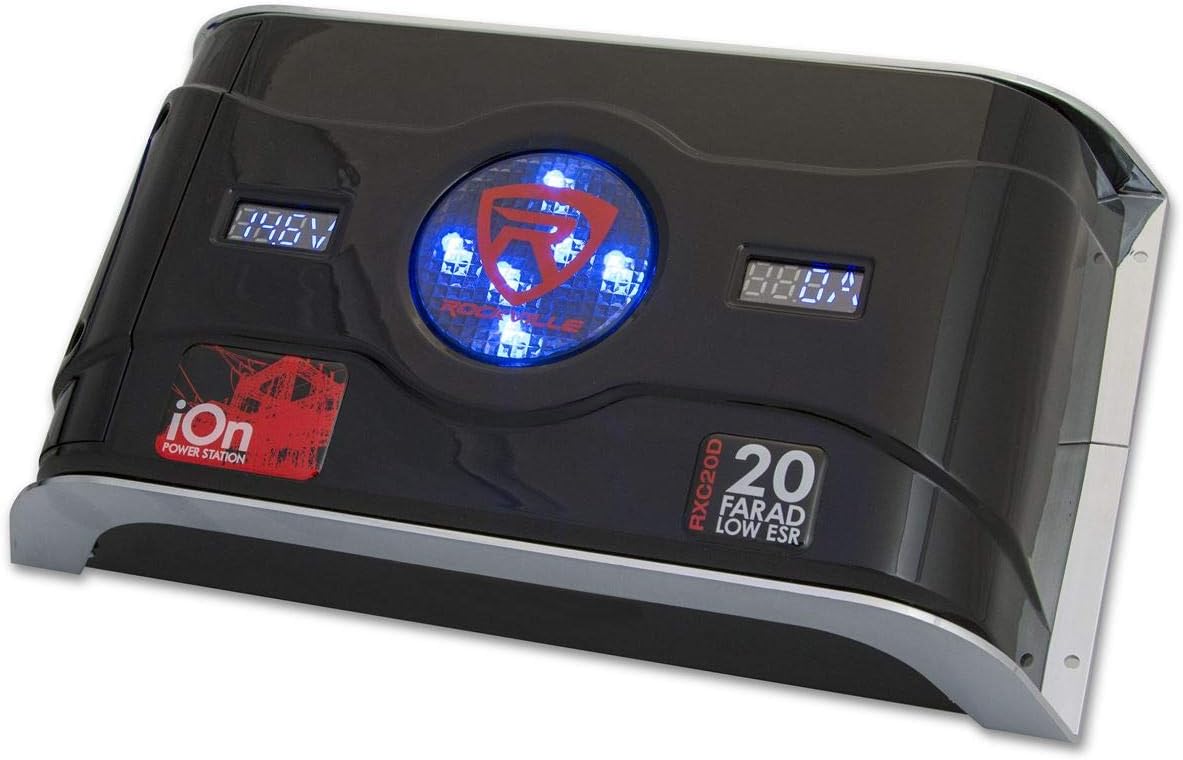 Rockville RXC50D v2 50 Farad 24V Car Audio Capacitor with Voltage+Amerage Meter