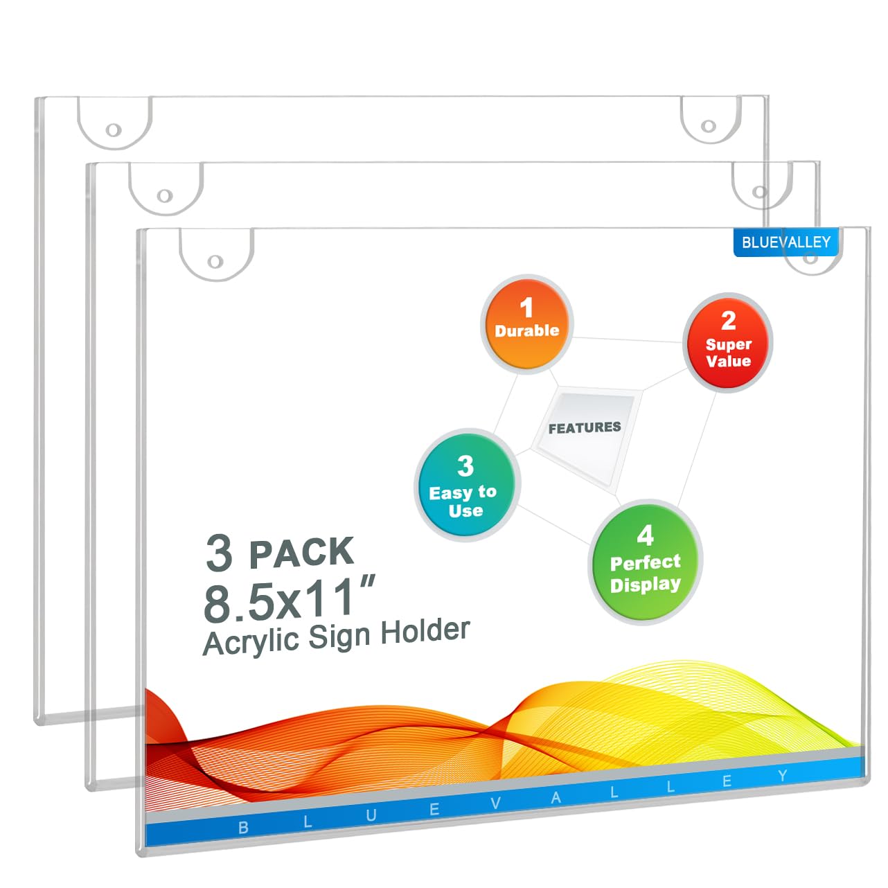 Amazon.com: BlueValley 3 Pack Acrylic Wall Sign Holder 8.5x11