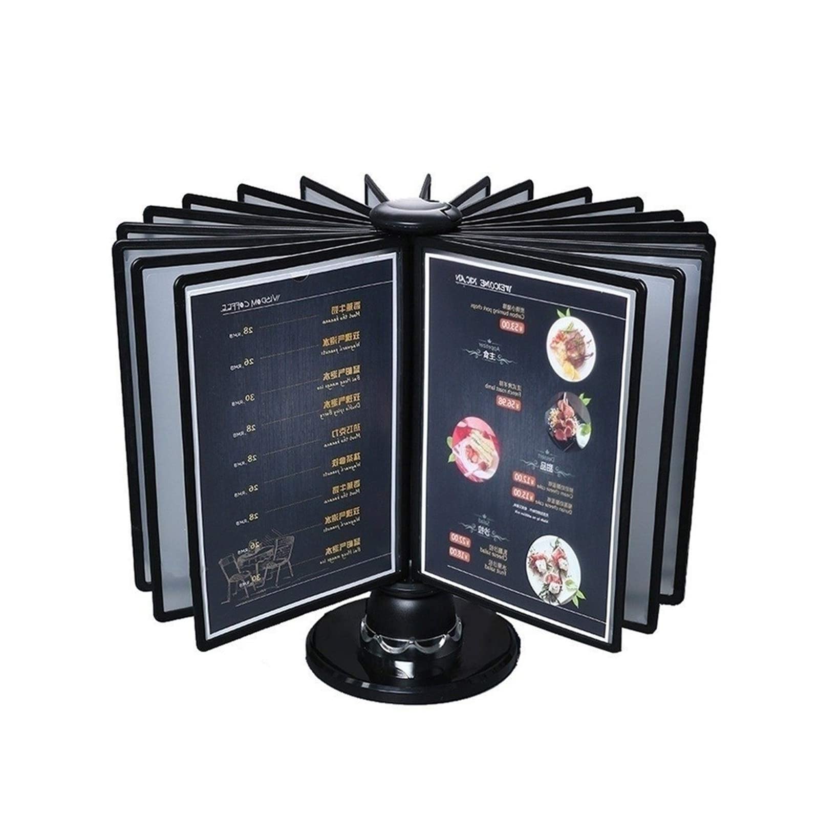YNIYUJKL Desktop Reference Organizer - Catalog Display Rack, 10 And 20 Documents Desktop Reference System, Durable Desk Display Unit, Deluxe Catalog Display Racks, For Restaurant,Black-10pages
