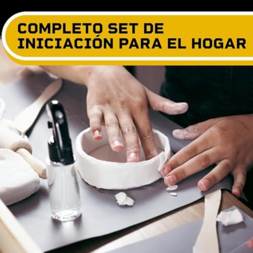 DIBYS Kit Arcilla Secado Al Aire Blanca Juego Alfarería con Herramientas de Modelado, Arcilla Blanca, Pinturas y Pinceles Kit Manualidades Adultos Kit de Cerámica para Modelar