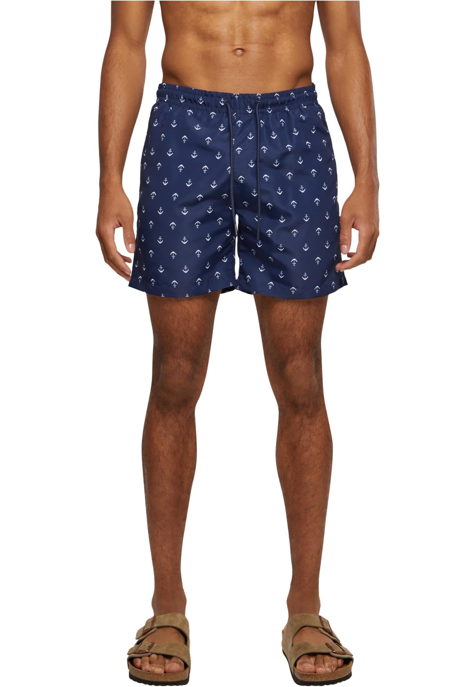 Urban Classics Pattern Swim Shorts Men's Swimming Shorts Multicoloured Basics, Streetwear, Anchor/Navy, XXL