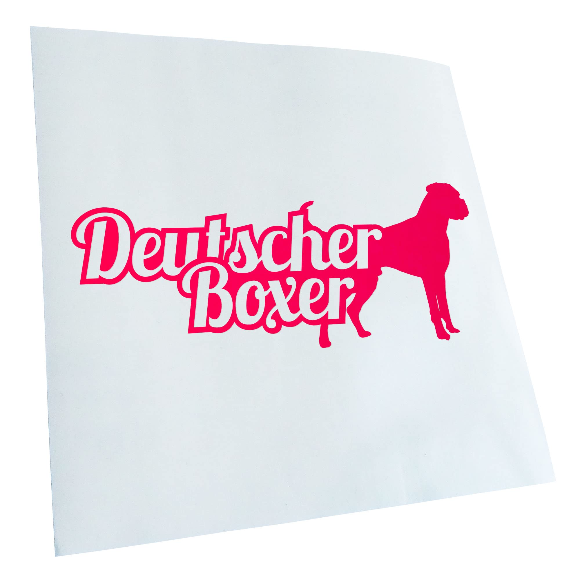 Kiwistar - Car Sticker - Neon Pink - 30 x 12 cm German Boxer with Name German - Rear Window Car Sticker Weatherproof for Car Truck Moped Truck - Sticker Exterior Self-Adhesive Tuning Accessories for