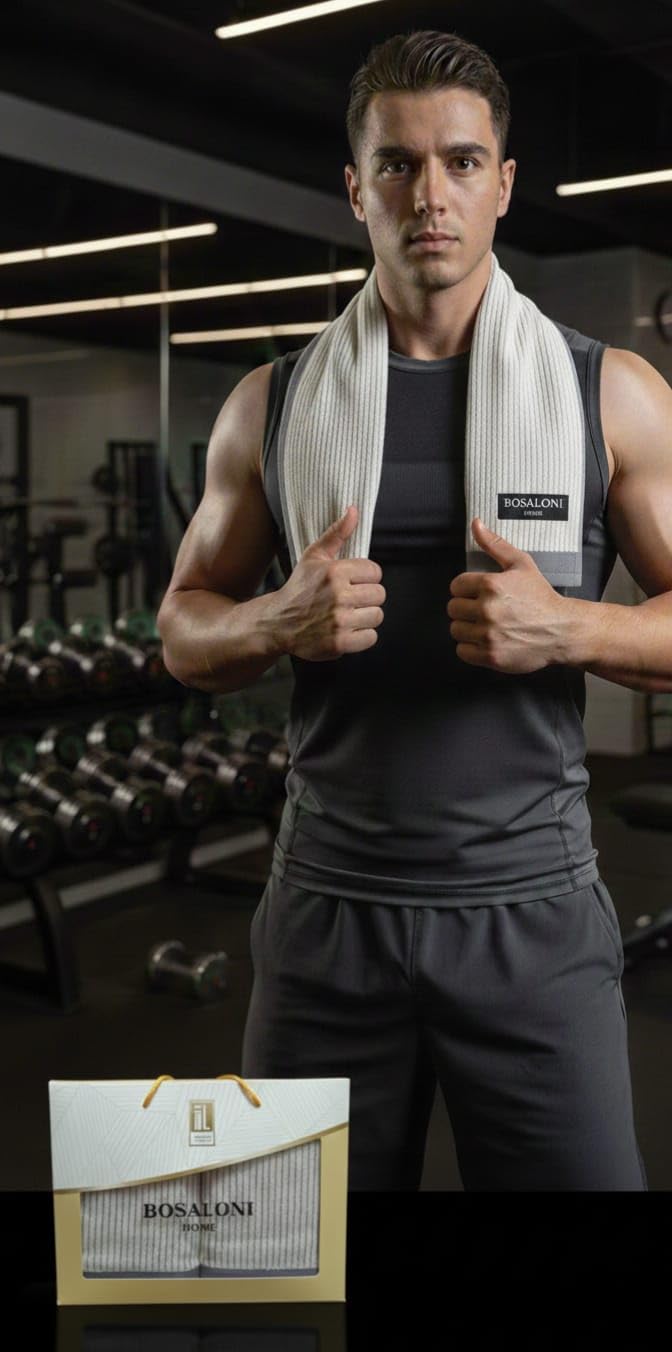 B O S A L O N I HOME Set 2 Asciugamani Viso – Formato Compatto ed Elegante – 100% Cotone – Morbidi, Leggeri e ad Asciugatura Rapida – Grigio