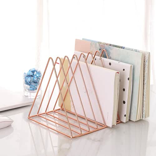 Sooyee 9 Slot Rose Gold Magazine Holder, Desktop File Sorter