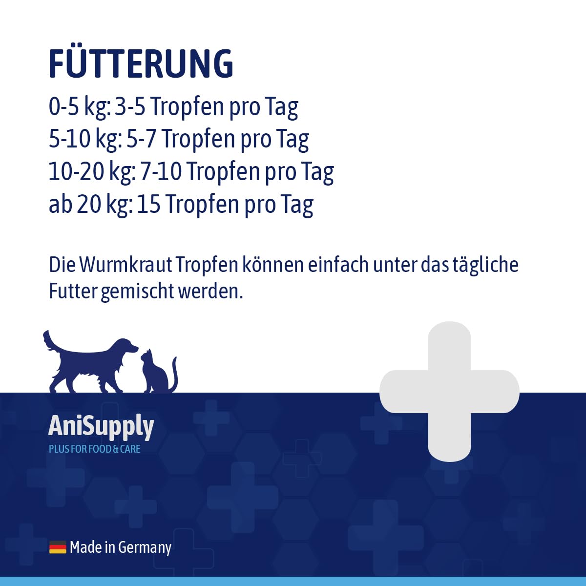 Animal Supply Vermifugeuse liquide liquide 50 ml - Cure secondaire pour tous les animaux de compagnie, chien, chat, recette naturelle, vermifuge secondaire, sans anthelminthique