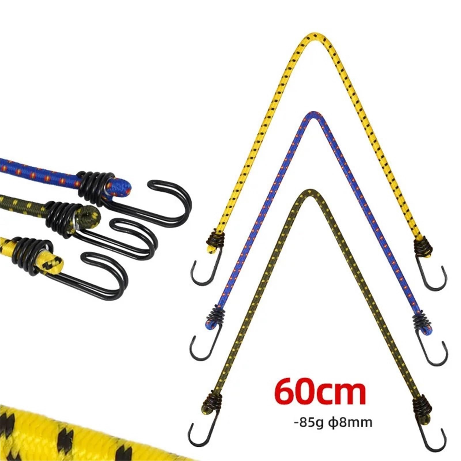 Corde elastiche in gomma alta elastica con ganci