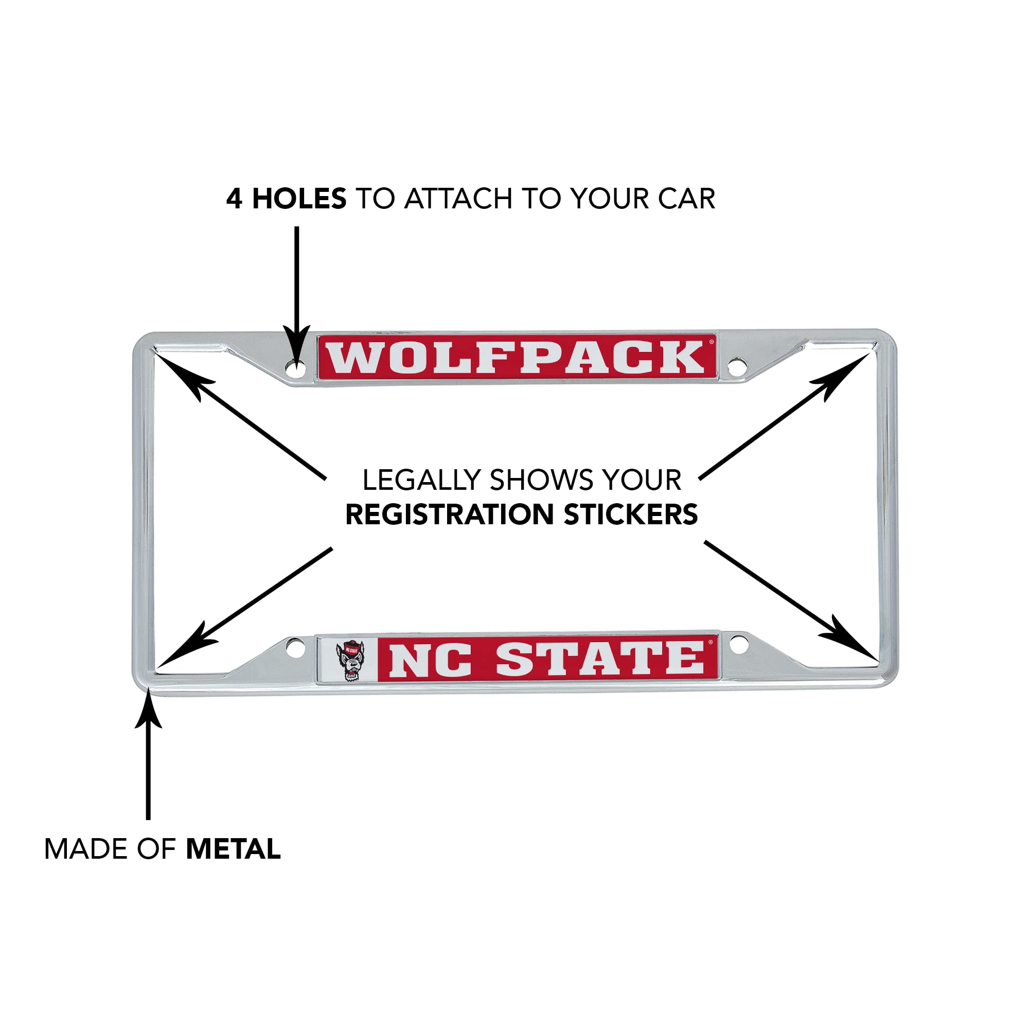NC State Wolfpack Chrome License Plate Frame