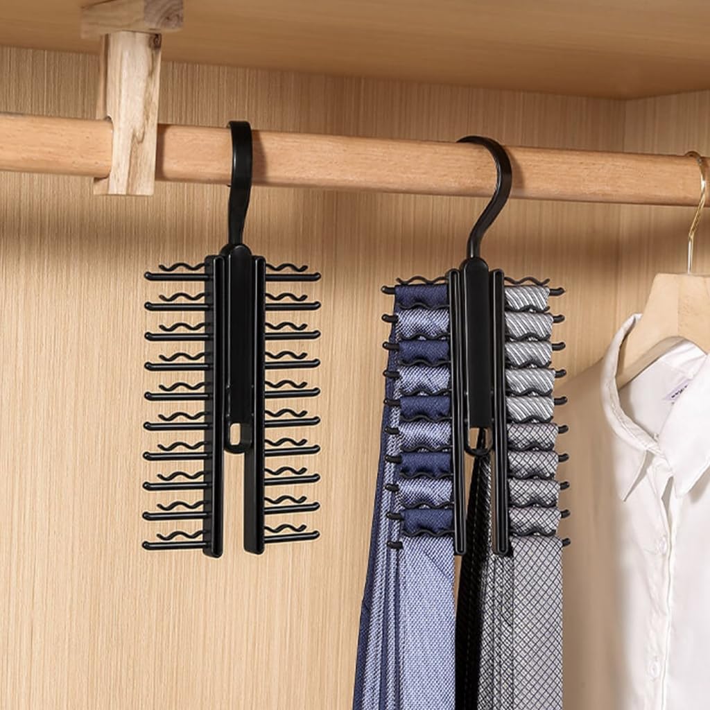 REDYY Tie Rack,Space Saving 20 Slot Tie Organizers Rack Efficient Tie Management Hanger with 20 Position Rack for Mess Release Closets