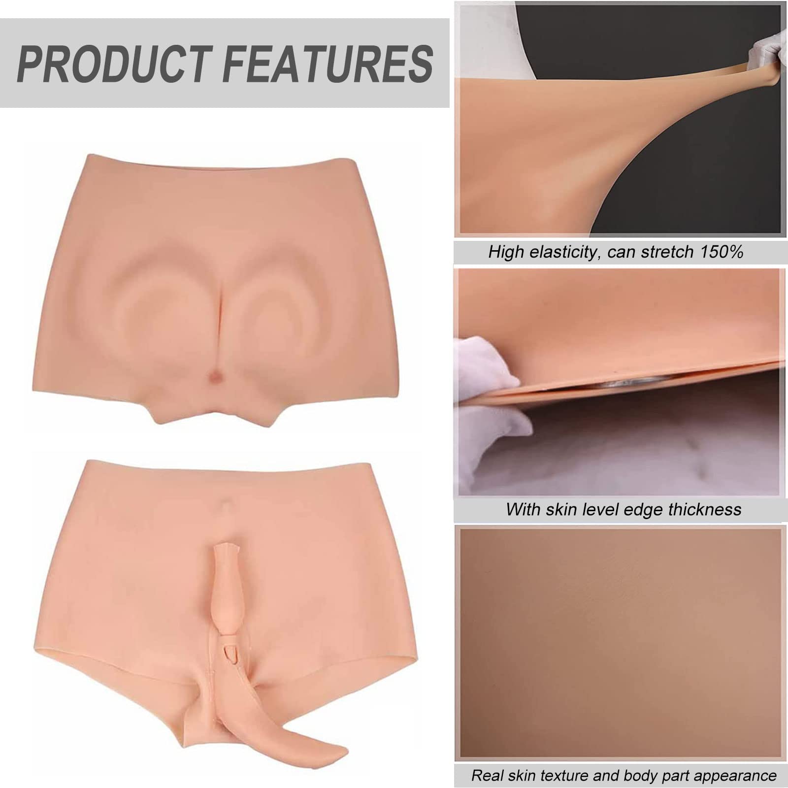Bragas de Crossdresser de Silicona para Hombres Pantalones de Triángulo de Vagina Falsa Sexy para Drag Queen Transgénero Travesti(Color:Color 3)