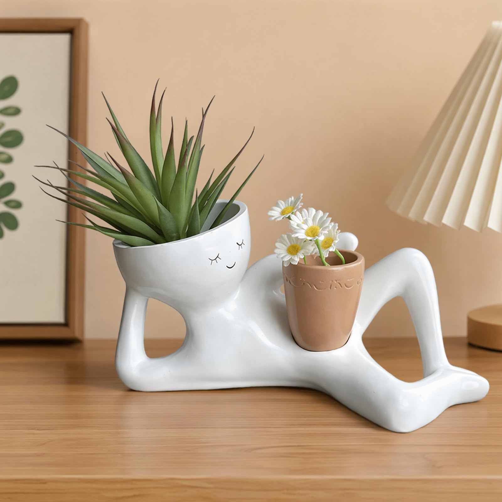 Resin Goofy Plant Pots Lazy Guy Face Planter Pot Decorative Succulent