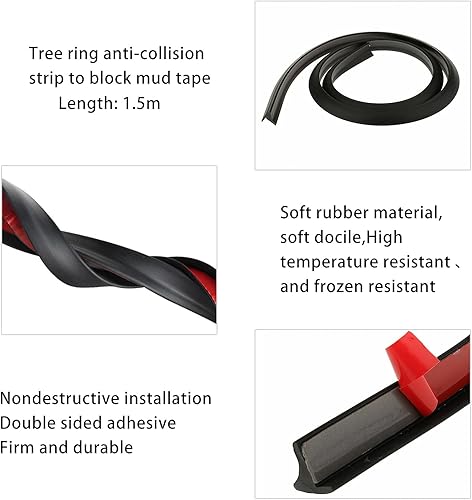 Miniatura 4 de 4 piezas de arcos de rueda de coche, camión, cubierta de guardabarros, tira de sellado de labios de goma, 1.5M4.9 pies, tiras de goma protectoras de
