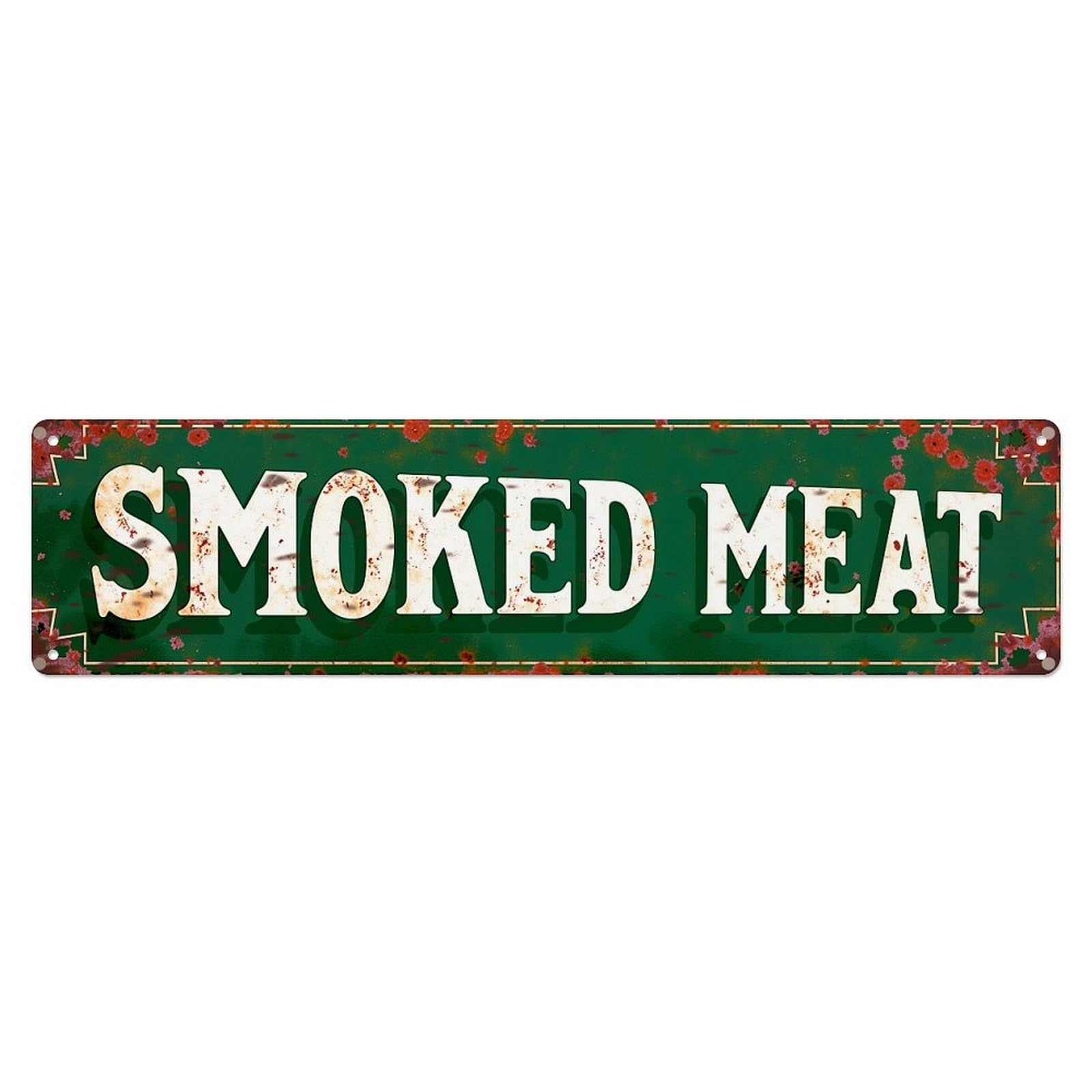 Jdyaojiesheng Vintage Smoked Meat Sign Pattern Print Tin Sign Retro Metal Wall Decor Metal Poster, Home Bar Garage Farmhouse Cafe Wall Art Decoration 4X16inch
