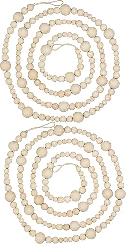 Guirnalda de cuentas de Navidad, cuentas de oración colgantes para árbol de Navidad, decoración rústica para colgar en la pared, decoraciones