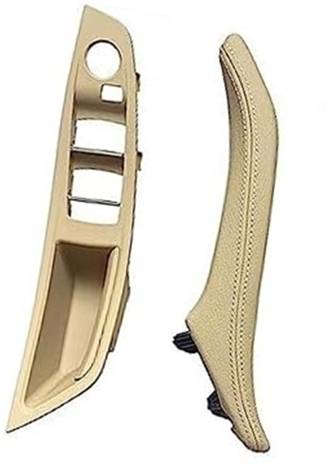 Demulax Black Lhd Front 2Pcs Beige Car Handle Garnish Car Inner Interior Door Handle Leather Panel, For Bmw, For 5 For Series F10 F11 F18 520I 523I, For 525I 528I 535I(Black Lhd Front 2Pcs Beige)