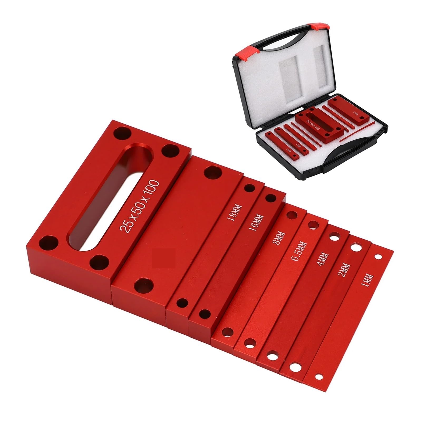 Set di 9 blocchi misura 'altezza in lega alluminio, barre installazione for la lavorazione del legno, strumenti misurazione for fresatrici, seghe da tavolo,Misurazione Di Precisione