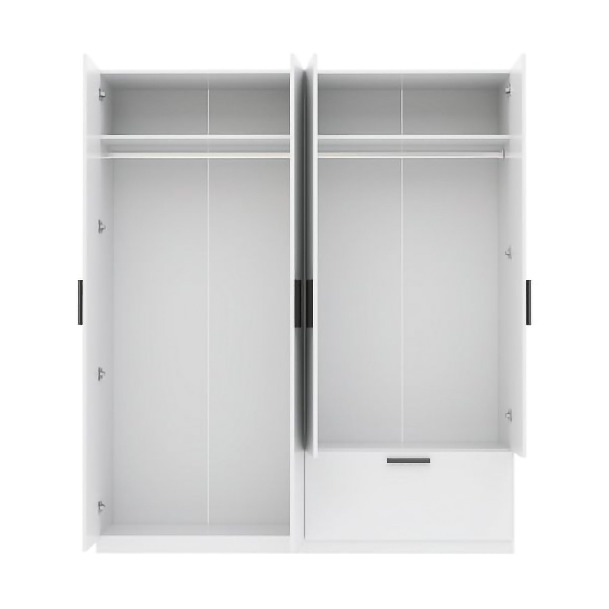 Dmora Guardaroba Grande Bataszek 180x210h cm Bianco 2 Ripiani Appendiabiti, Armadio Camera da Letto un Cassetto