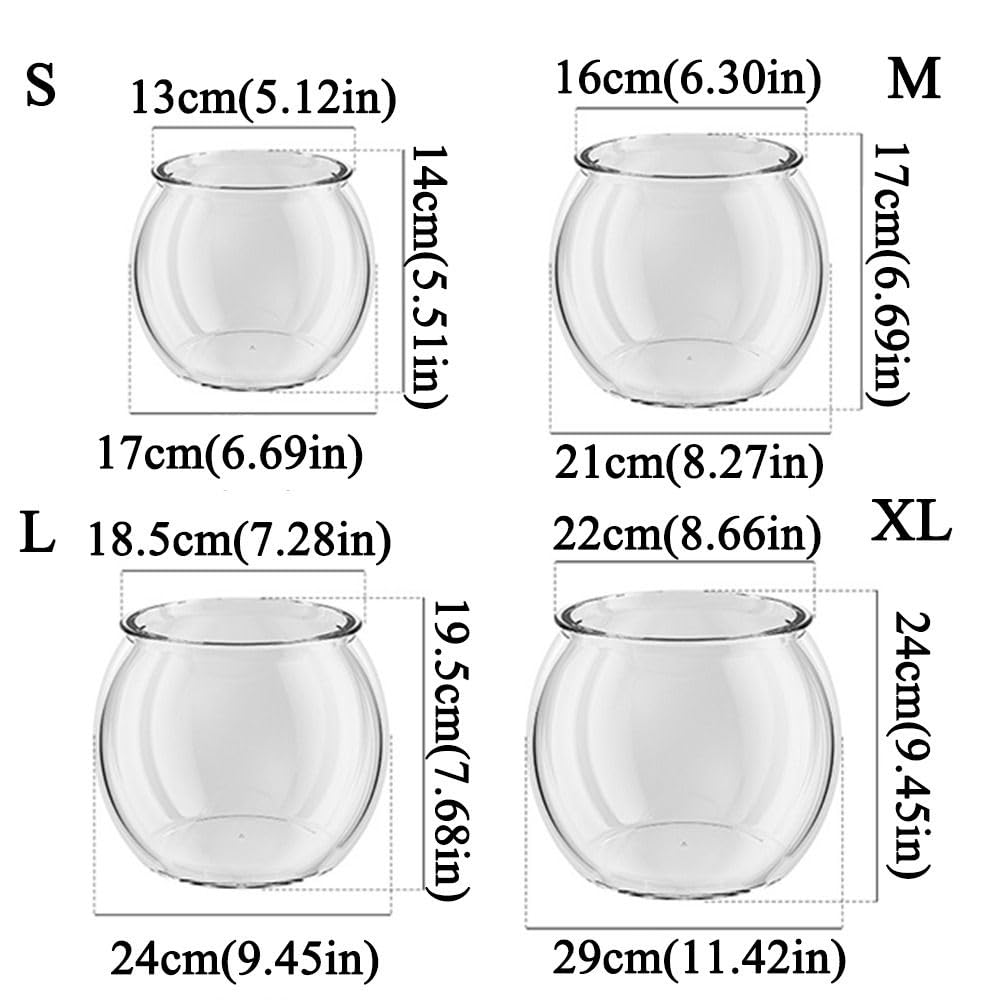 Runde Fischschale, klare Fisch-Aquarien, Heimdekoration, Wassertierbehälter, Hydrokultur-Pflanzenvase für Tisch-Wohnzimmer (M)