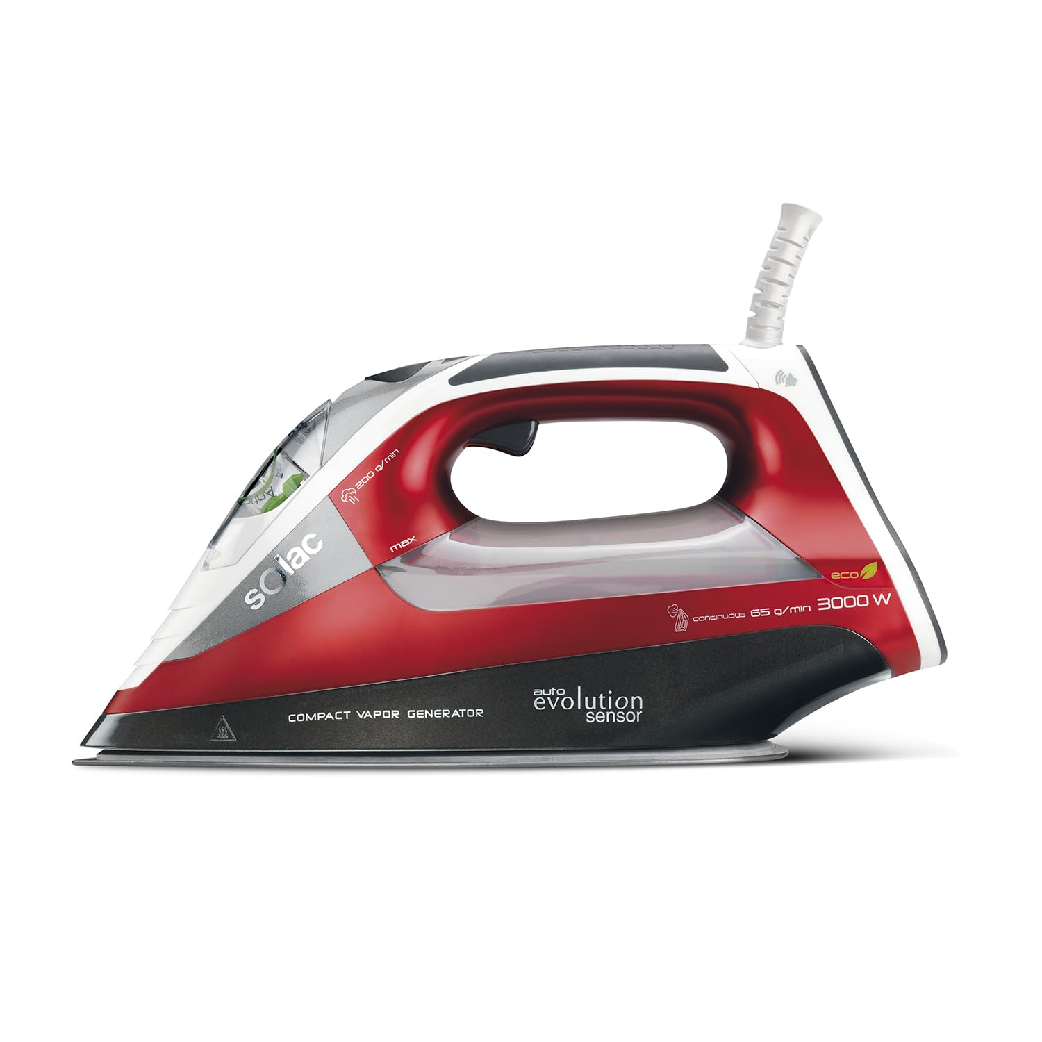 Solac Auto Evolution Sensor - Centro de planchado compacto de 3000W. Autocontrol system. 8 programas automáticos. Vapor constante 65g/min. Auto-Pause. Suela anodizada Anodium.