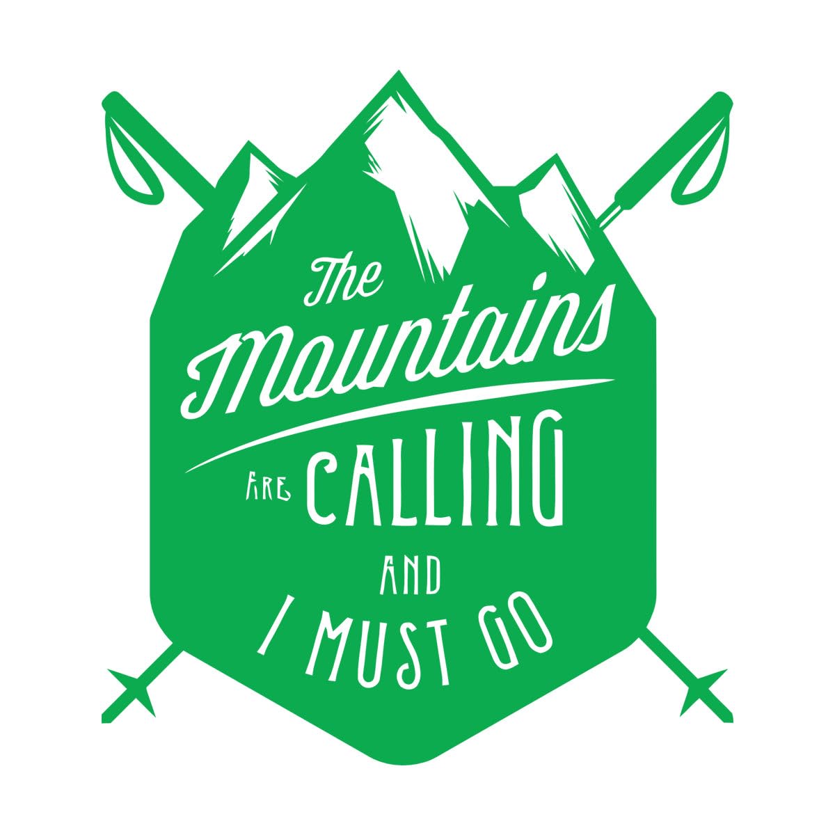 Wall Decals Paster Paper Mountains are Calling Must Go Skiing Extreme Sports 81x90.8cm It Won't Fall Off Extra Large Green