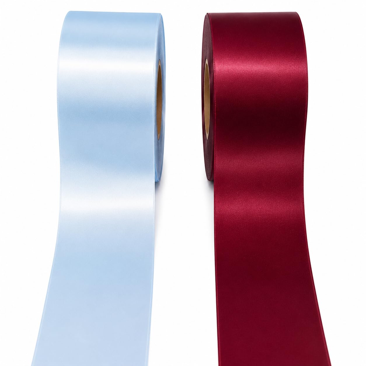 10/15/25/45/100 mm Wide Satin Ribbon Claret & Blue (45 mm)