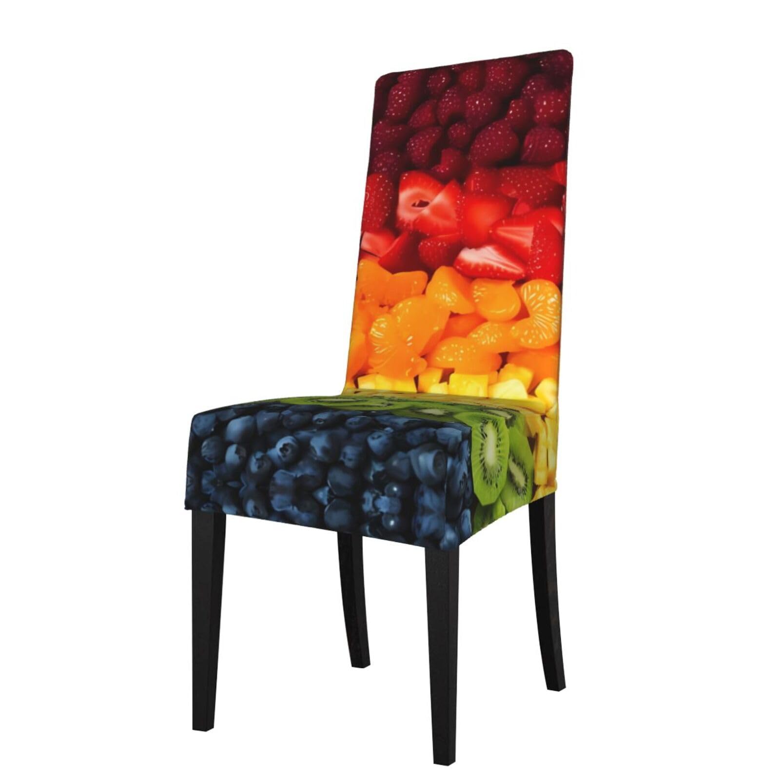 YYHWHJDE Fruit Rainbow Prints Protection Cover for Dining Chair – Stretchable Slipcovers for a Refreshing Dining Room Makeover