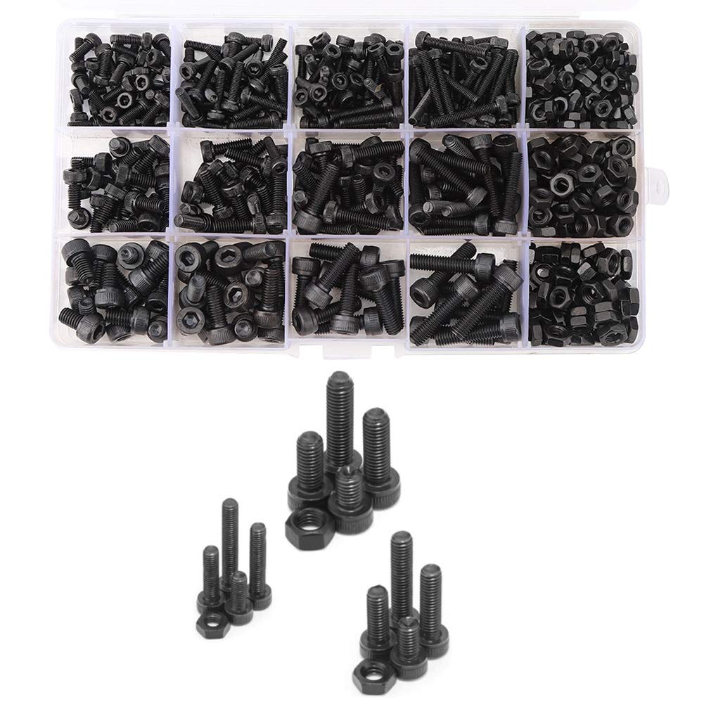 Set di dadi per viti esagonali 560 pezzi, kit di fissaggio hardware in acciaio al carbonio, viti M3 M4 M5 con dadi per profili in alluminio, elementi di fissaggio durevoli