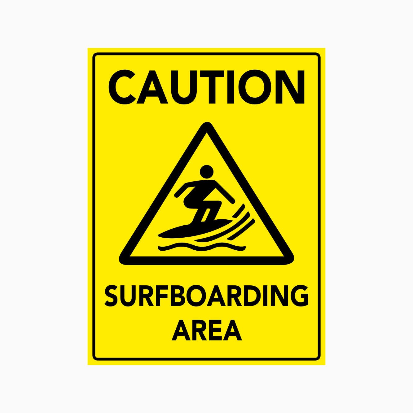 CAUTION SURFBOARDING AREA Sign, 12x8 Metal Tin Sign, activity reminder for seaside beaches and water sports venues.