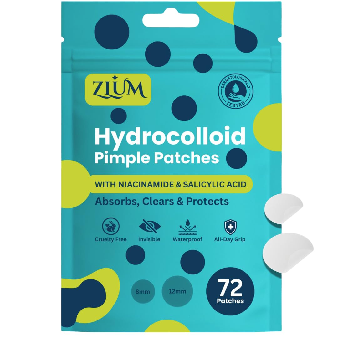 Pimple Patches – Invisible Hydrocolloid Spot Stickers with Niacinamide & Salicylic Acid – Waterproof, Ultra-Thin, Day & Night Use – 72 Count (2 Sizes)