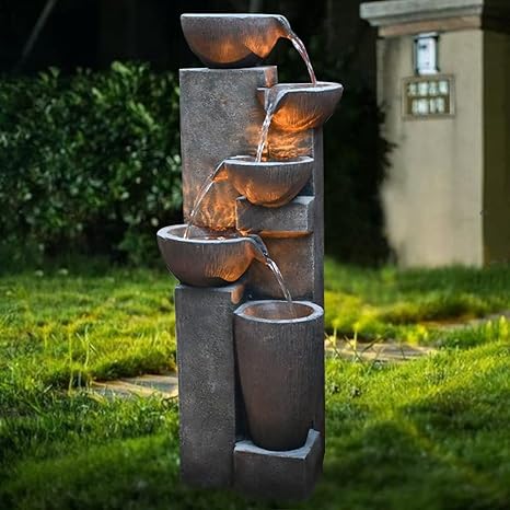 Buy Gardenfans Outdoor Garden Water Fountains with LED Lights Indoor Modern  Floor-Standing Fountain for Garden, Patio, Porch, Yard and Home Art Decor  Online in IndonesiaB09HN18W78