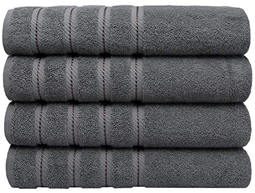 American Soft Linen, Dunkelgraue Badetücher für Badezimmer, 4-teiliges 68,6 cm 137,2 cm, 100 % türkische Baumwolle, nach der Dusche, weiches, saugfähiges Badetuch-Set Cover