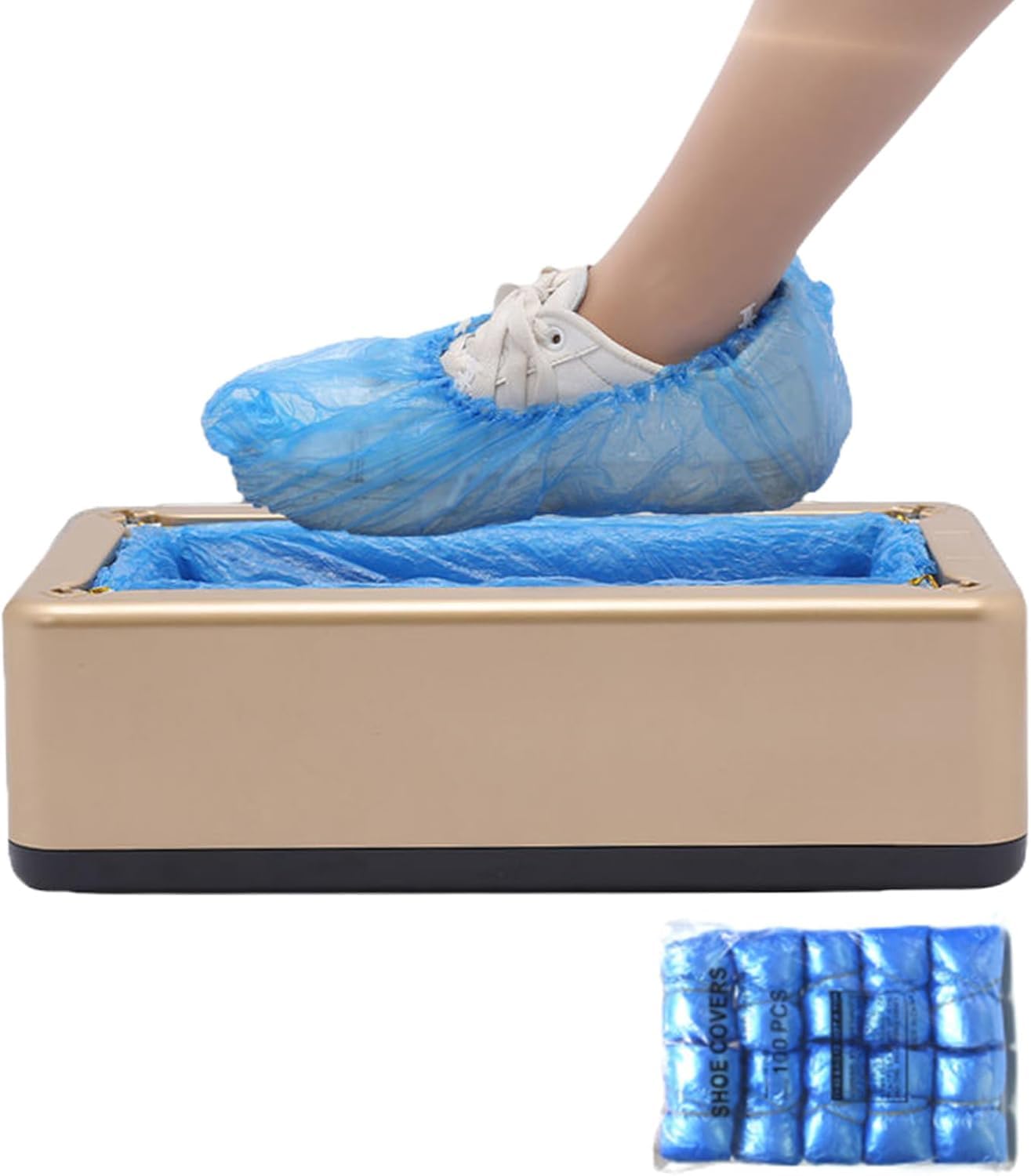 Automatischer Schuhüberzieher-Spender, tragbar und wiederverwendbar für einfaches Überziehen von Schuhen, ideal für Familientreffen und Feiertagsfeiern (Silver)