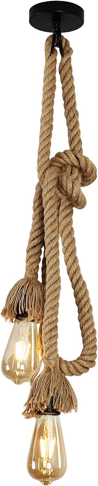 Gweat Lampe Pendante De Style Industriel Vintage, Lustre De Corde De Chanvre Style Rustique Pour