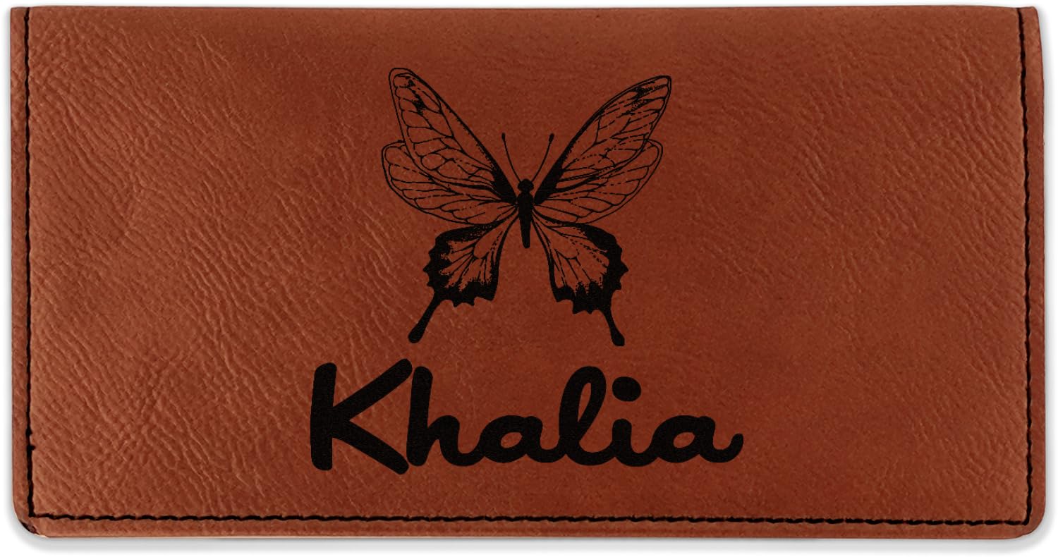 RNK Shops Personalized Butterflies Leatherette Checkbook Holder - Double Sided