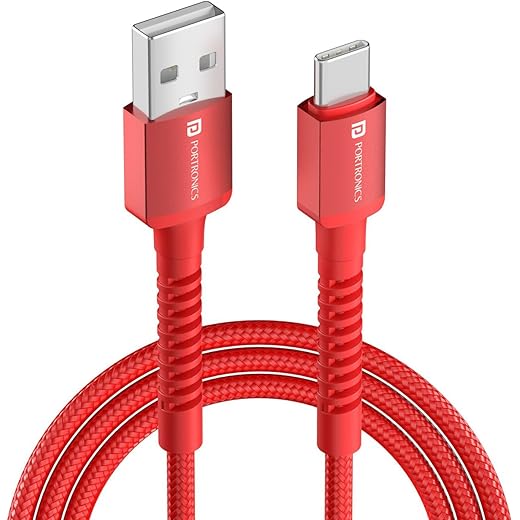 Portronics Konnect X 60W 6A USB-A to Type C Fast Charging Cable With WARP/DASH/VOOC/SuperVOOC/FLASH Charging Support, Compatible with OnePlus, Oppo, iPhone 15 & other Type C Smartphone & Devices(Red)