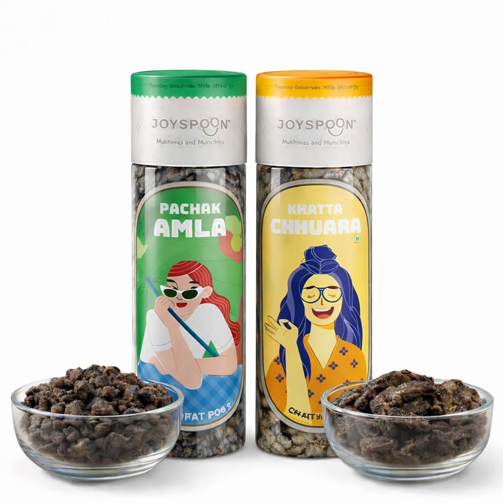 Joyspoon Pachak Amla & Khatta Chhuara Mukhwas | Supari-Free Mouth Freshener | No Artificial Colors or Preservatives | After-Meal Digestive Snack |100g Pack of 2