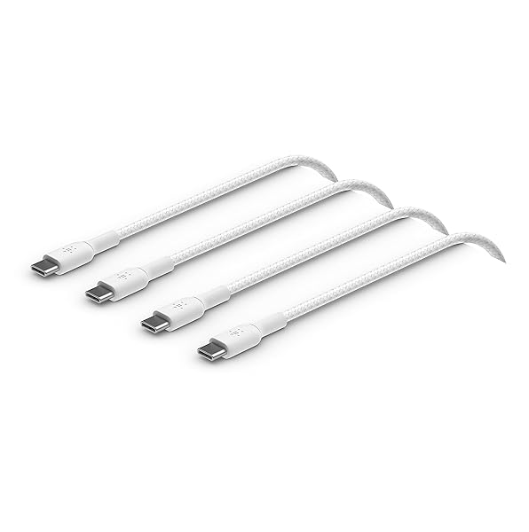 Belkin BoostCharge Braided USB-C to USB-C Cable (1M/3.3ft) for iPhone 17, iPhone 17 Pro, iPhone 17 Pro Max, Galaxy S25, S24, Note, Pixel 10, iPad Pro, Nintendo Switch 2 & More - White (2-Pack)