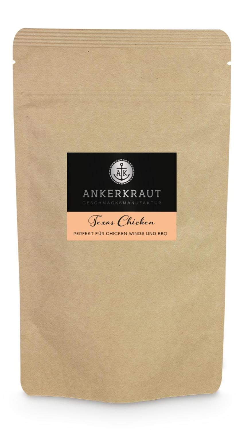 Ankerkraut Texas Chicken, BBQ Rub, Gewürzmischung für Chicken Wings, Hähnchen und Pulled Chicken, 250g im Beutel