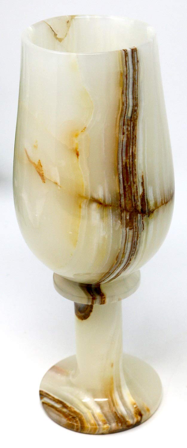 1 Stück Weinglas/Kelch aus dem Halbedelstein Onyx Marmor, 20 cm Handarbeit Naturstein
