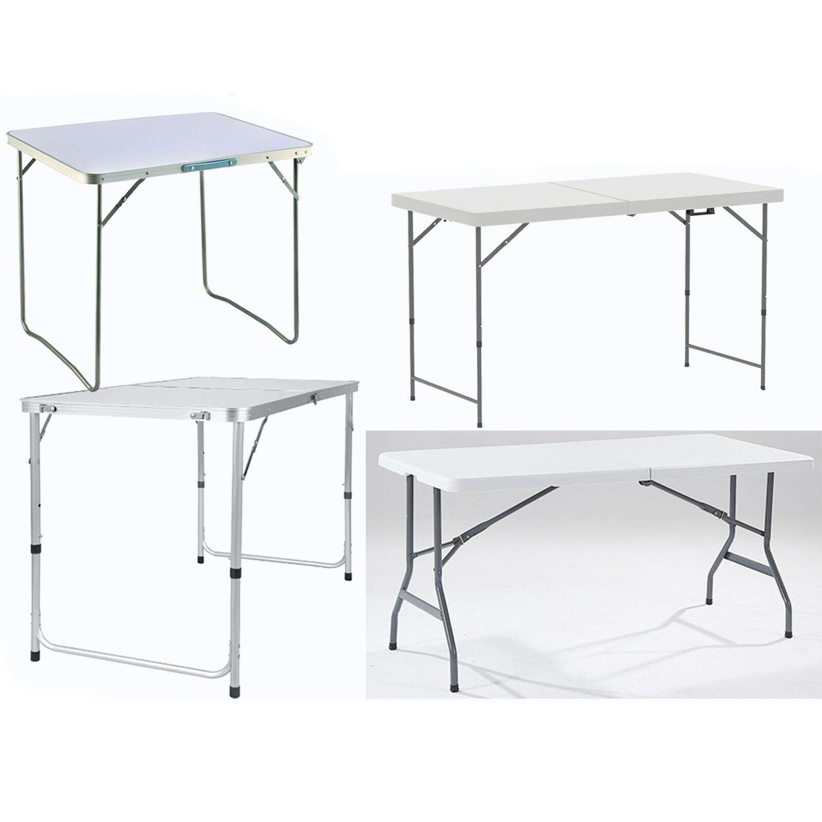 4FT/120cm Folding Garden Camping Table Portable Heavy Duty with Aluminum Legs for Outdoor BBQ Garden Party Picnic Catering Fold Way Foldable Desk