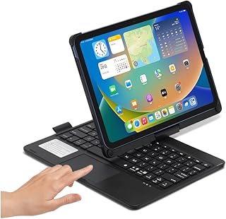 360° Rotatable Touch Keyboard for iPad 10th Generation 2022 10.9 inch Backlight Keyboard Built‑in Trackpad, Bluetooth Foldable Keyboard Cover for iPad 10 (Black)