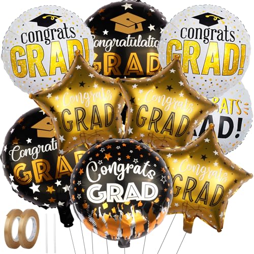 AxiyanX Graduation Balloons Class of 2026 Kit - 18 Inch Large Mylar Foil Balloons for College Kindergarten Grad Party Decorations. Balloon Arch Kit with Auto Sealing Congratulations Graduation Gifts