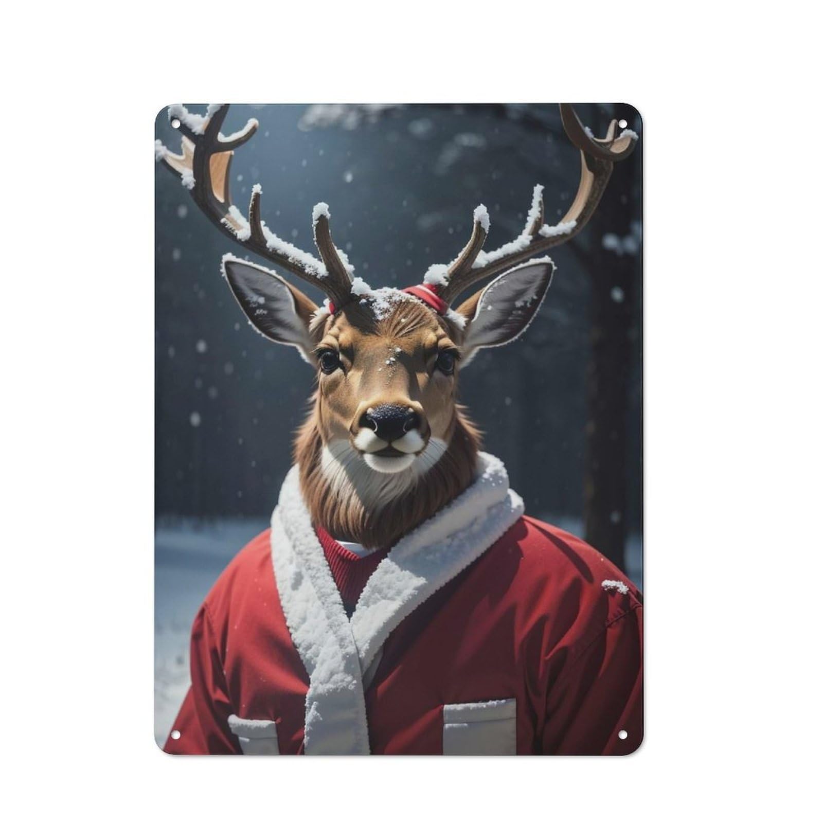 Metal Sign 40x30cm with Deer Santa Xmas for Pub Or Café, Vintage Decor, for Metal Sign Collectors, for Garage And Workshop Walls