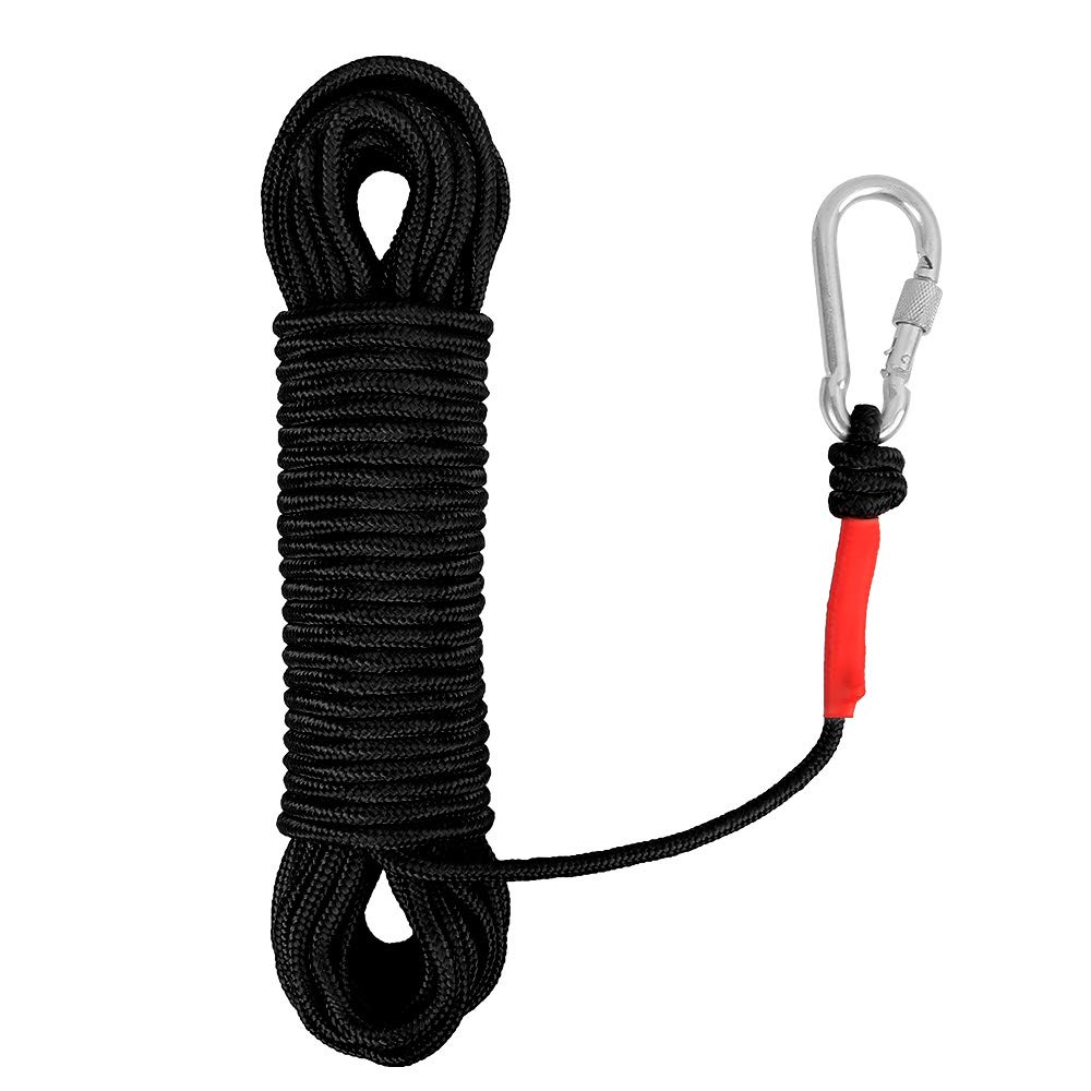 Ant Mag Magnetic Fish Rope with Carabiner Black 6 mm 20 m