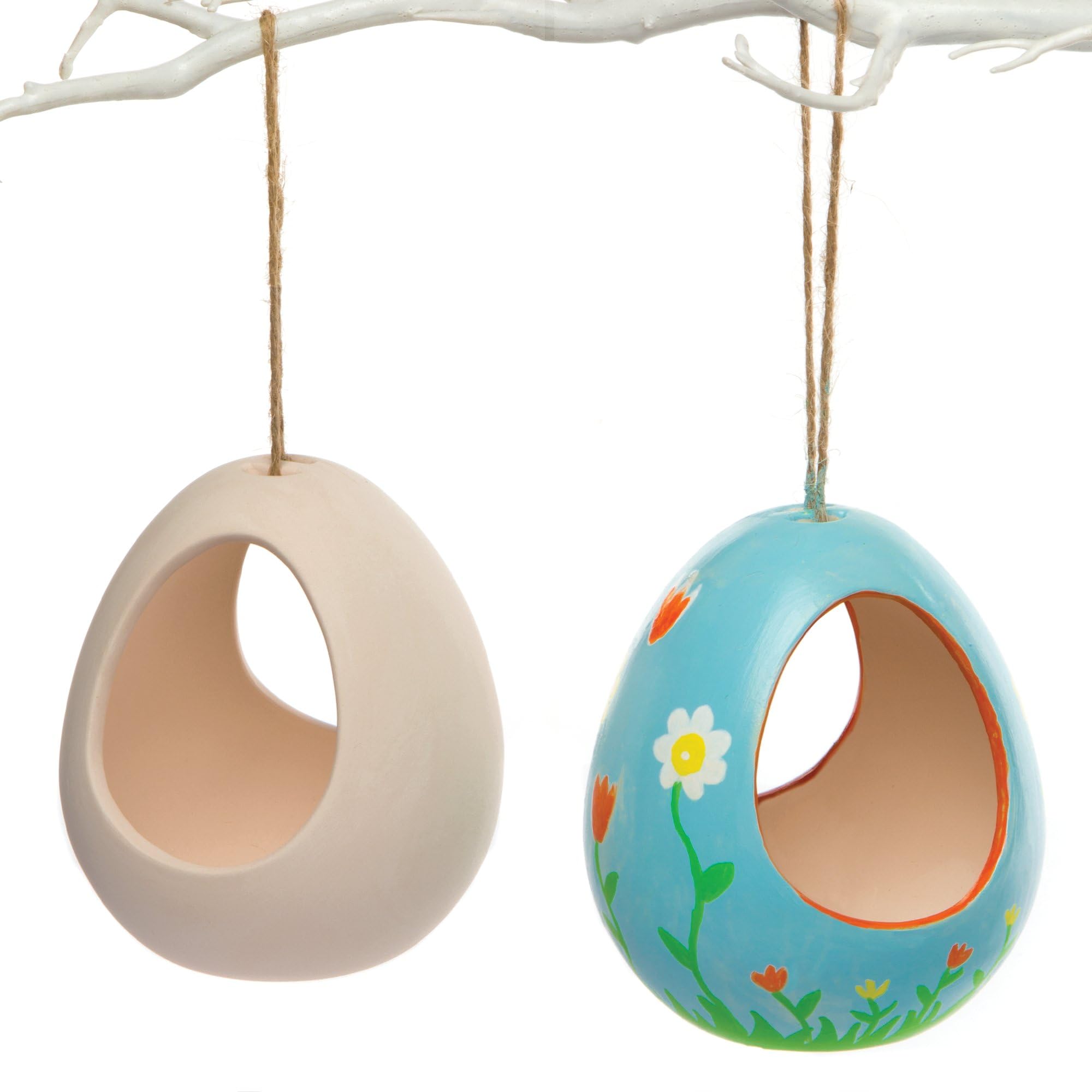Baker Ross AR267 Bird Feeders - Pack of 2, 11cm x 9cm, Ceramic Feeders, Paintable, Hanging Feeders, Garden Projects