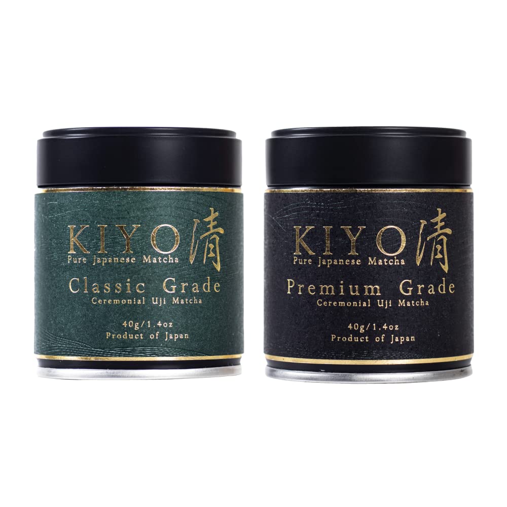 Kiyo Matcha Classic & Premium Grade 40g Japanese Matcha Tea Powder Bundle