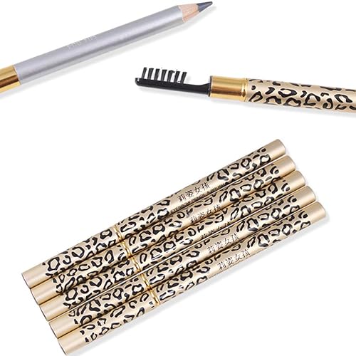 Miniatura 7 de Beaupretty Lápiz de cejas de leopardo de larga duración Lápiz de cejas de madera Lápiz de cejas Maquillaje Herramienta cosmética (negro)