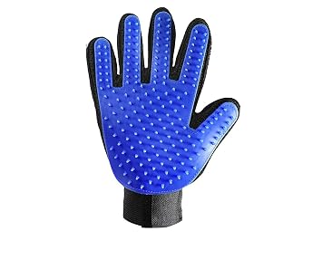 Emily Pets, Pet Grooming Gloves,Deshedding Brush Glove for Cats and Dogs, Hair Remover Brush Removal Tool with Soft Silicone Tips. (Pack of 1, Blue)