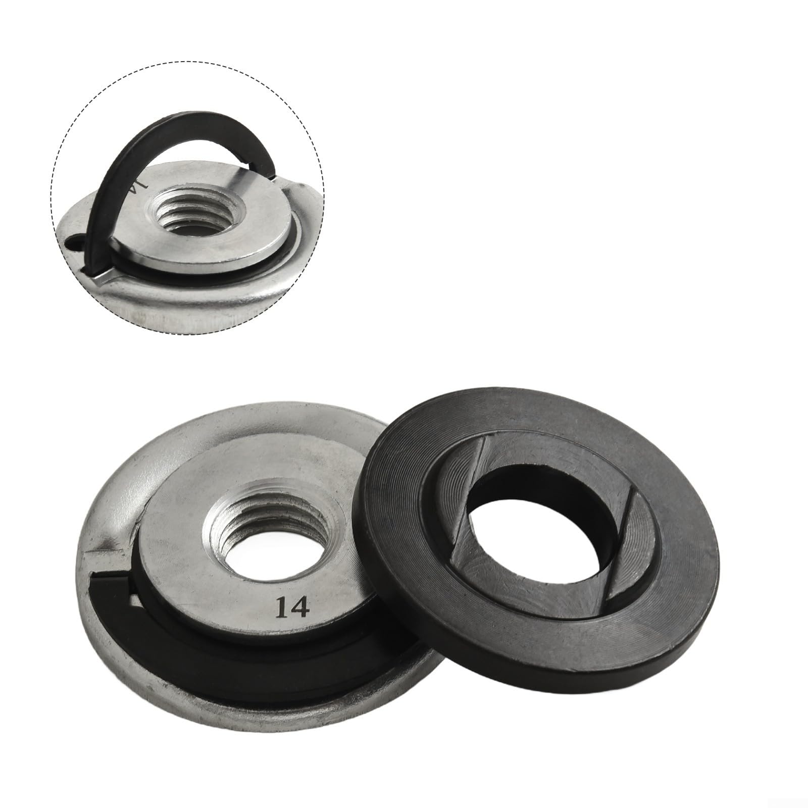 2-teilig für M14 Spannfutter für Winkelschleifer mit Schnellspannmutter und Doppelplatten-Klemmdesign, kompatibel mit Standardscheibengrößen