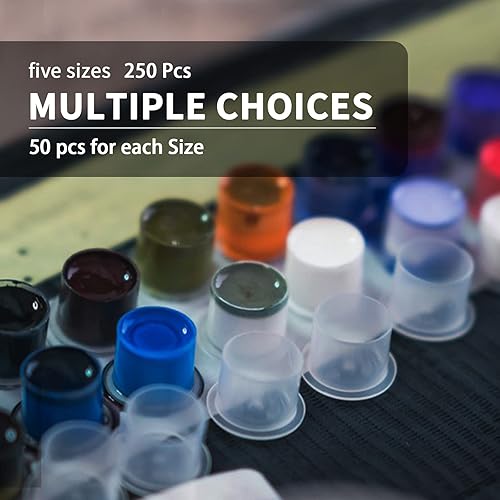 Miniatura 5 de 100 tapas de tinta de tatuaje con base de 0.433 x 0.394 in para pigmento de maquillaje transparente contenedor taza Moricher tatuaje accesorio